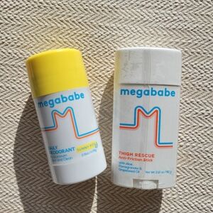 Megababe Set, Daily Deodorant Sunny Pits and Thigh Rescue Stick